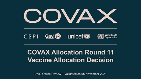 Decision of the Independent Allocation of Vaccines Group on the allocation of COVAX Facility secured vaccines: 5 November 2021