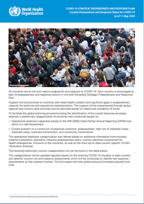 Updated Country Preparedness and Response Status for COVID-19 as of 11 May 2020