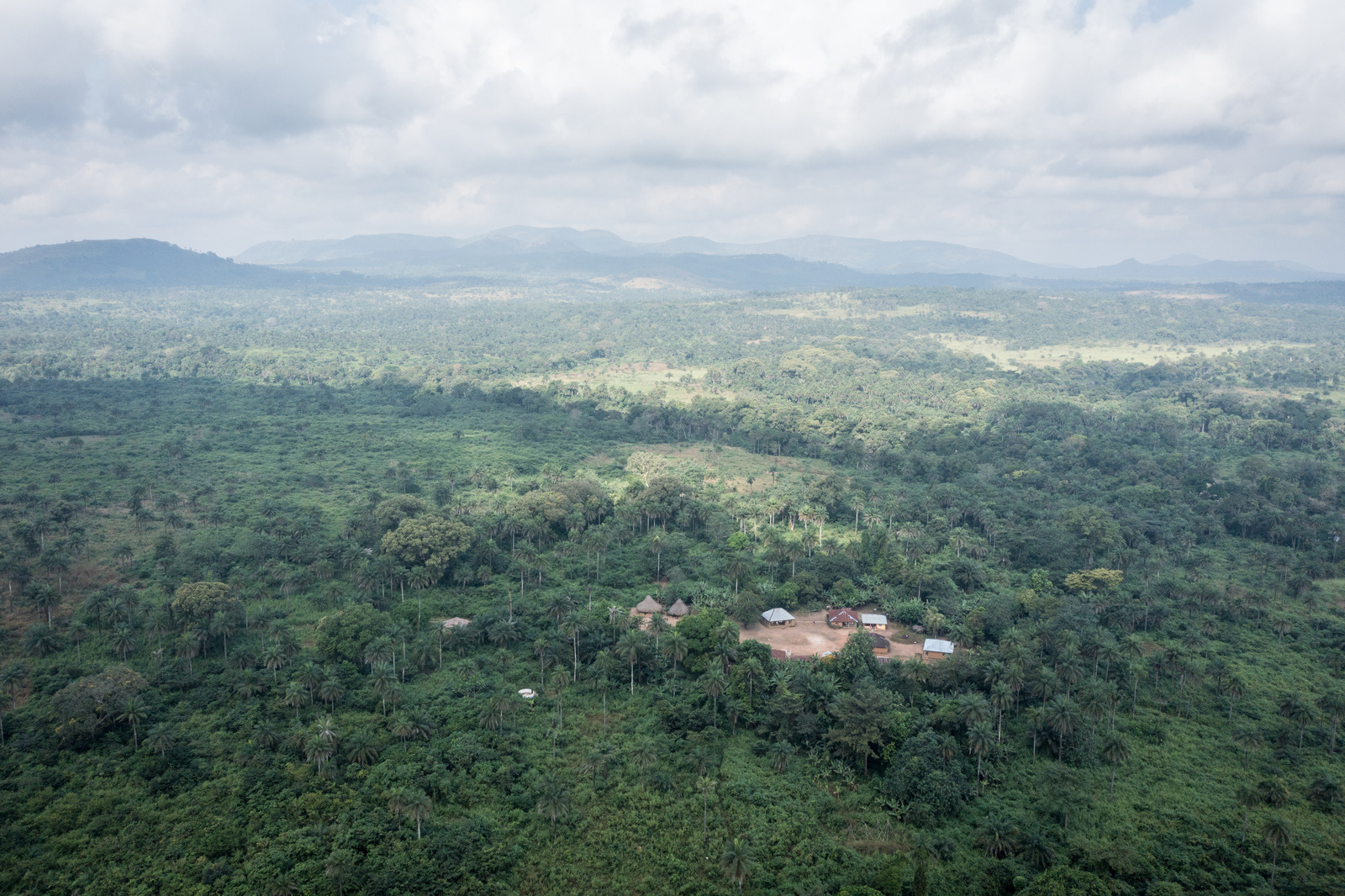 An aerial view of the village of Makontakay, Sierra Leone, on 8 December 2022.
