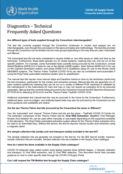 Diagnostics – Technical Frequently	Asked	Questions