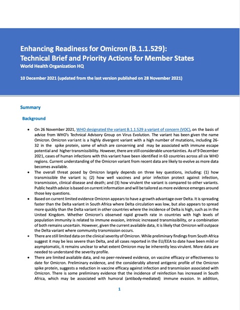 Enhancing response to Omicron SARS-CoV-2 variant