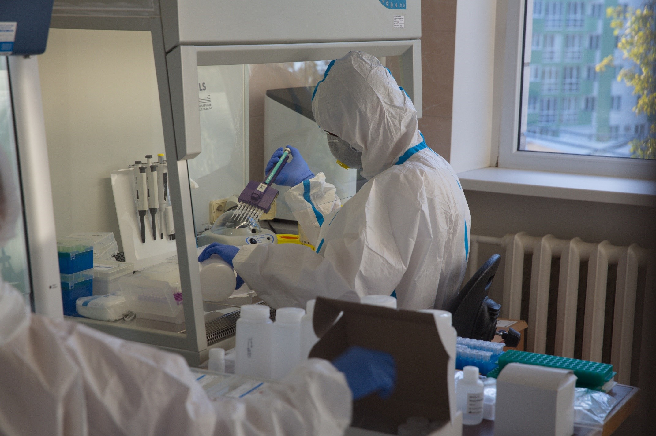 A laboratory in Kyiv, Ukraine performing PCR tests.