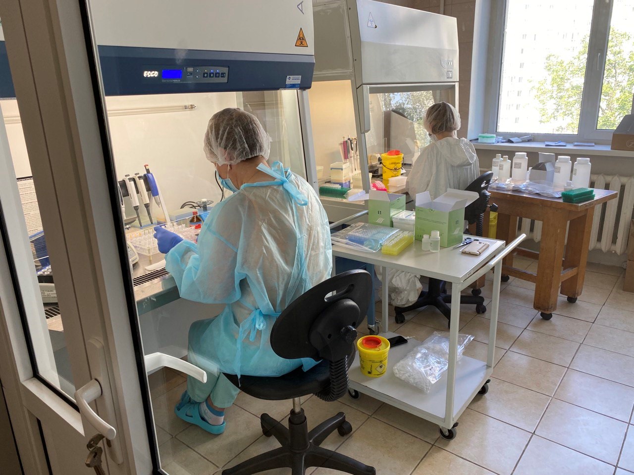 A laboratory in Kyiv, Ukraine performing PCR tests.