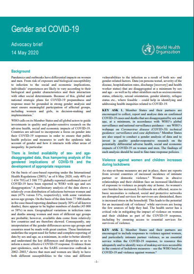 Gender and COVID-19: Advocacy brief