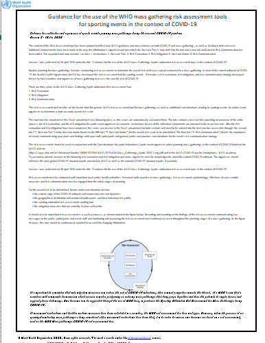 WHO Mass gathering COVID-19 risk assessment tool – Sports events