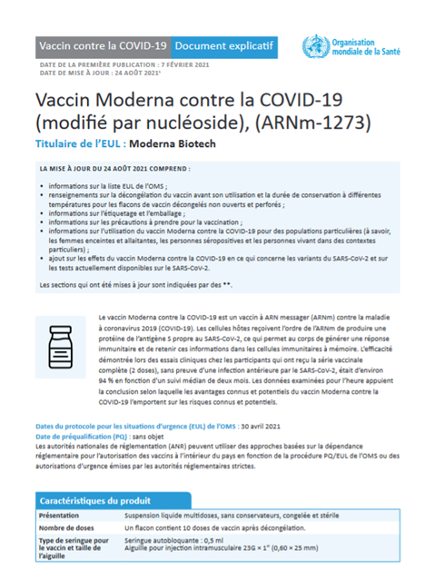 Vaccin Moderna contre la COVID-19 (modifié par nucléoside), (ARNm-1273)
