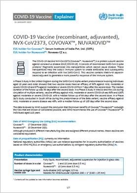 NVX-CoV2373 recombinant, adjuvanted COVID-19 vaccine