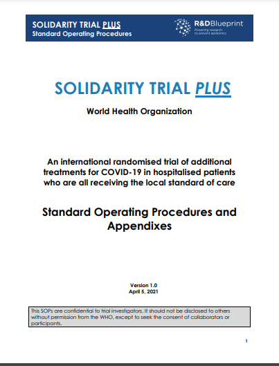 Solidarity trial PLUS: Standard operating procedures and appendixes