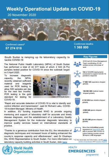 Weekly operational update on COVID-19 - 20 November 2020