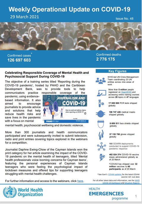 Weekly COVID-19 Report for September 29, 2021, News