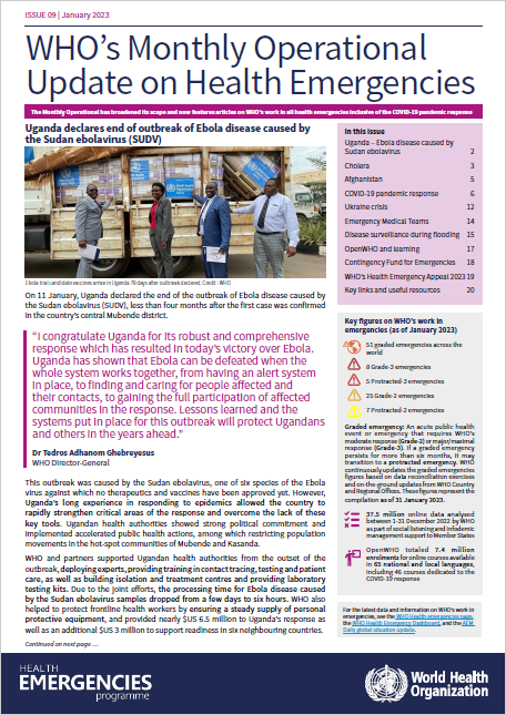 Monthly operational update on health emergencies - January 2023