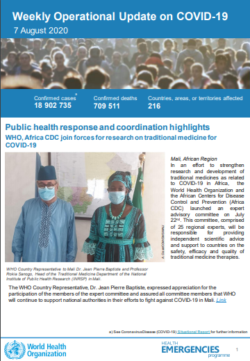 Weekly operational update on COVID-19 - 7 August 2020