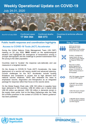 Weekly operational update on COVID-19 - 31 July 2020