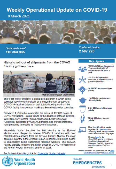 Weekly operational update on COVID-19 - 8 March 2021