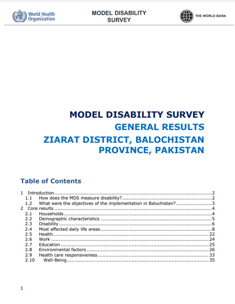 Model disability survey - Pakistan