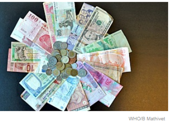 fan of money in various currencies