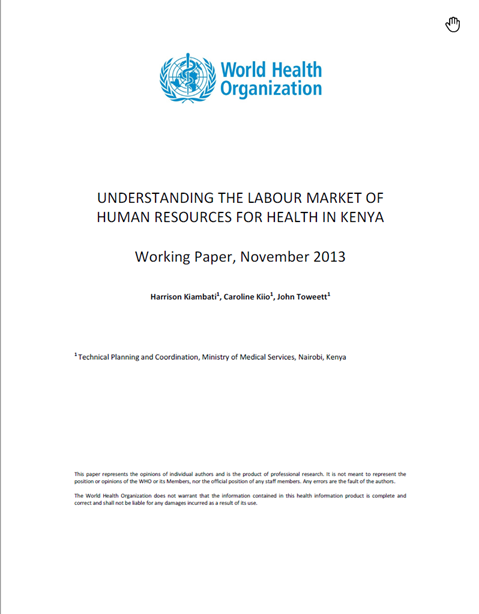 Understanding the labour market of human resources for health in Kenya