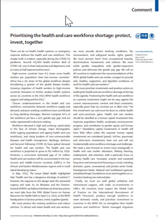 Prioritising the health and care workforce shortage: protect, invest, together
