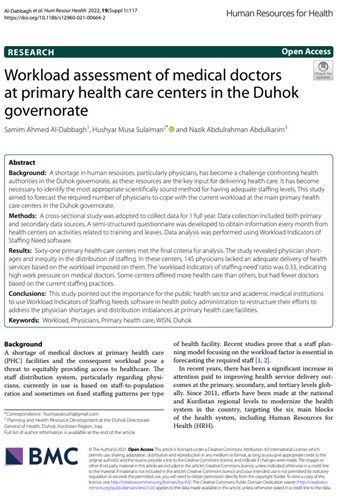 HRH Journal WISN article cover: workload assessment
