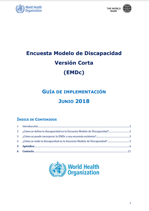 Encuesta Modelo de Discapacidad Versión Corta - Guía de implemntación