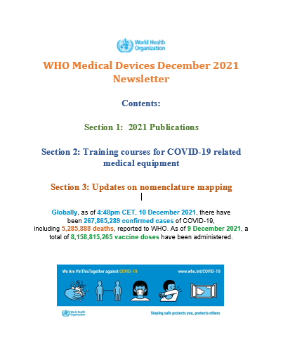 WHO Medical Devices December 2021
Newsletter
