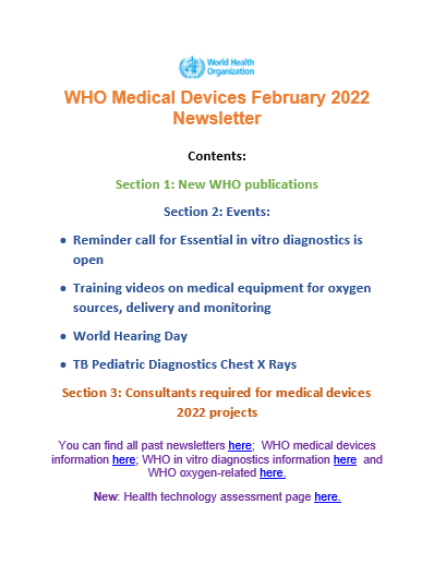 WHO Medical Devices February 2022
Newsletter