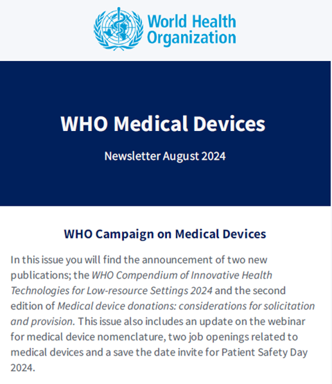 WHO Medical Devices August 2024, Newsletter