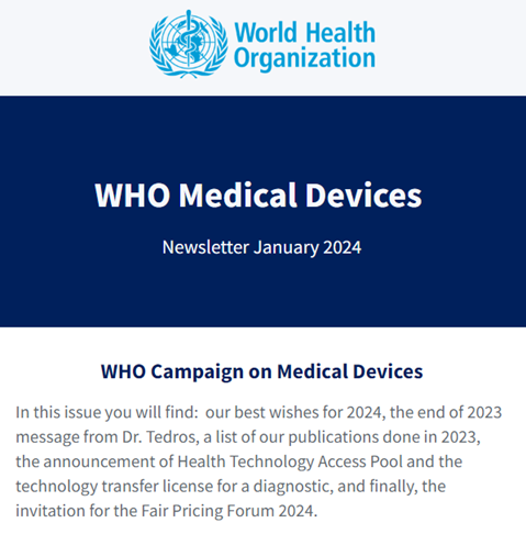 WHO Medical Devices January 2024, Newsletter