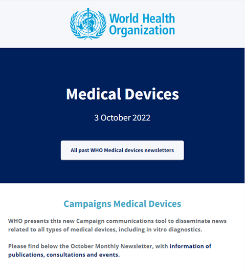 WHO Medical Devices October 2022
Newsletter