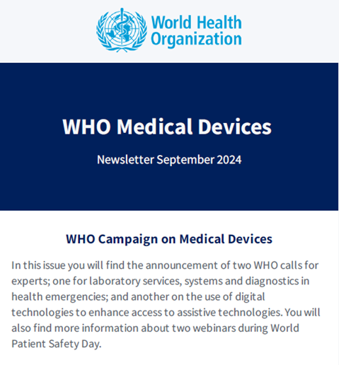 WHO Medical Devices September 2024, Newsletter