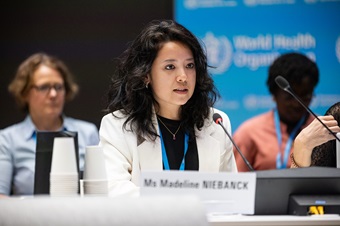 A person speaking at a conference