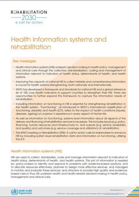 Health information systems and rehabilitation