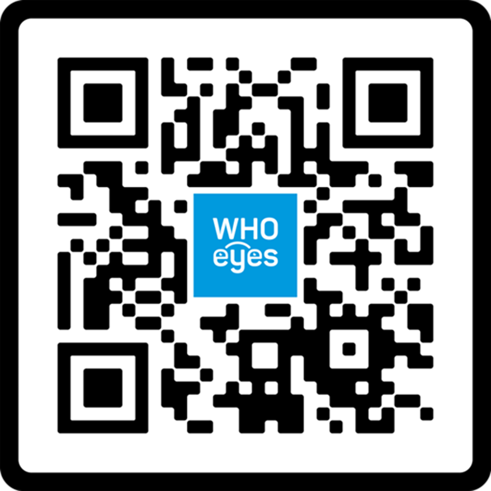 whoeyes-qrcode QR code with WHOeyes logo on blue background