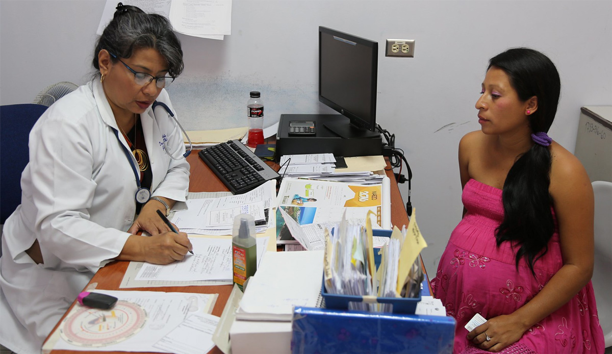 Pregnant woman at antenatal care visit, Ecuador