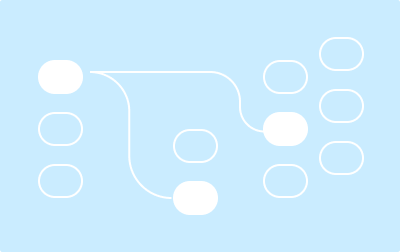 White bubble tree diagram on blue background