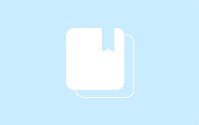 white box with bookmark on blue background