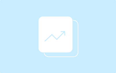 white box in a blue background with arrow going up
