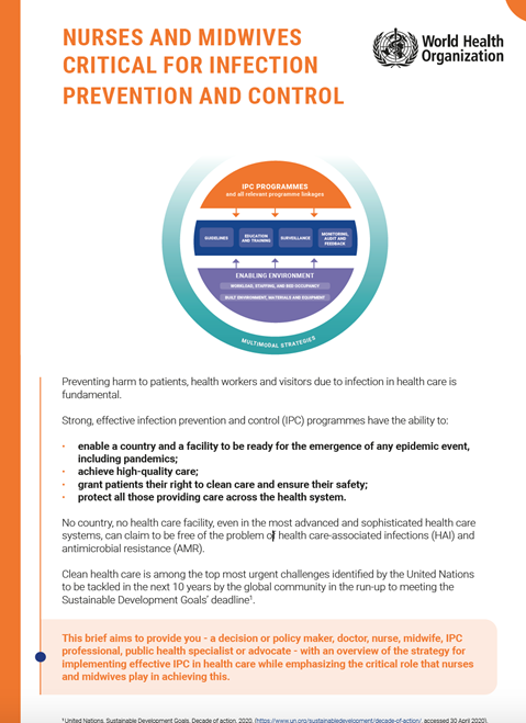 Nurses and midwives critical for infection prevention and control