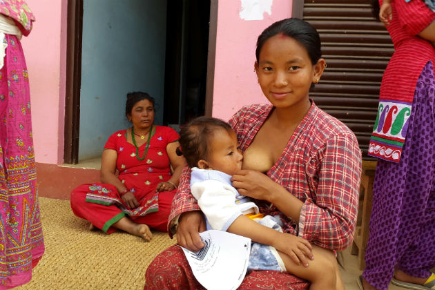 Breastfeeding after UNICEF measles vaccination, Kot Danda, Nepal.