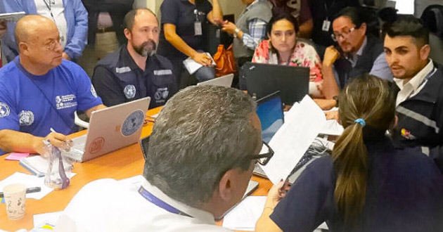 National authorities asked the international community to send trained, self-sufficient medical teams, applying international standards to provide a rapid and effective response to victims in the affected areas through orderly arrival and distribution. An EMT Coordination Cell (EMT-CC) meeting in action to identify and assign EMTs to the most affected areas.