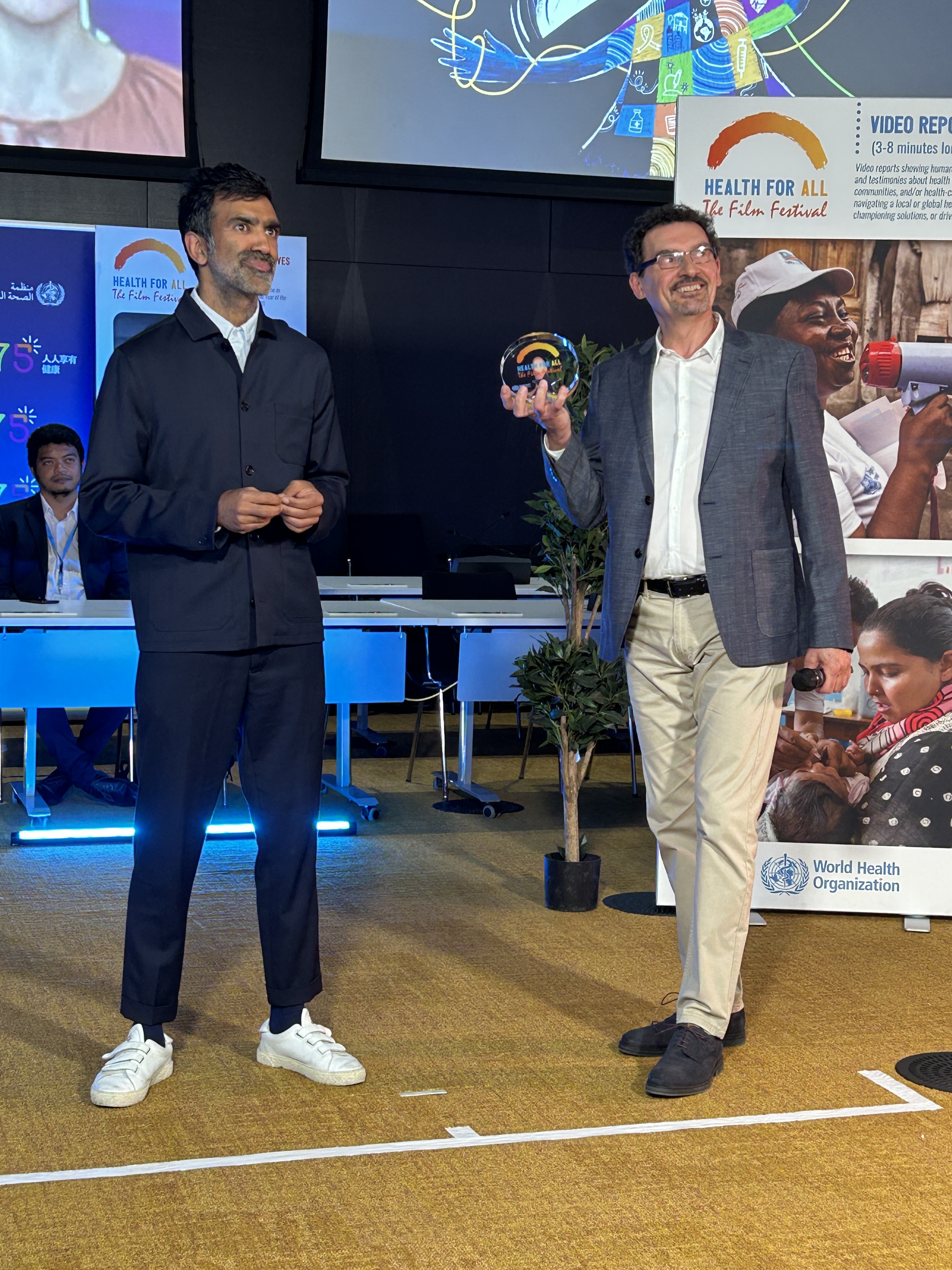 WHO Film festival, Gilles Reboux and Paul Jerndal at HAFF ceremony 2023