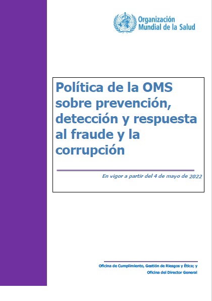 Política de la OMS sobre prevención, detección y respuesta al fraude y la corrupción