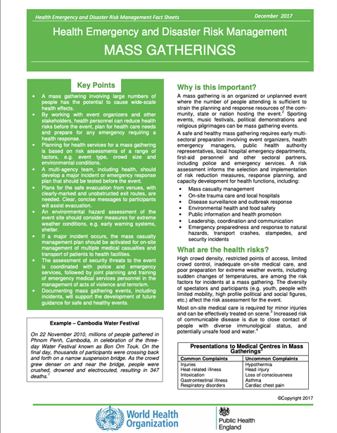 Health Emergency and Disaster Risk Management: Mass gatherings