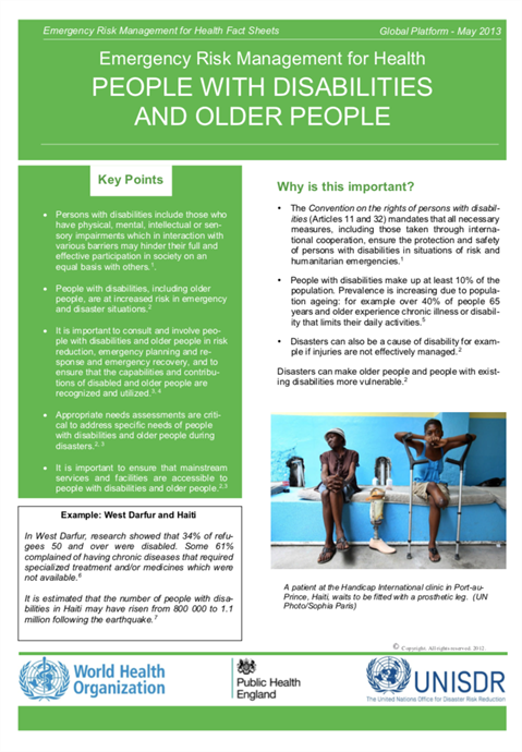 Emergency Risk Management for Health: People with disabilities and older people