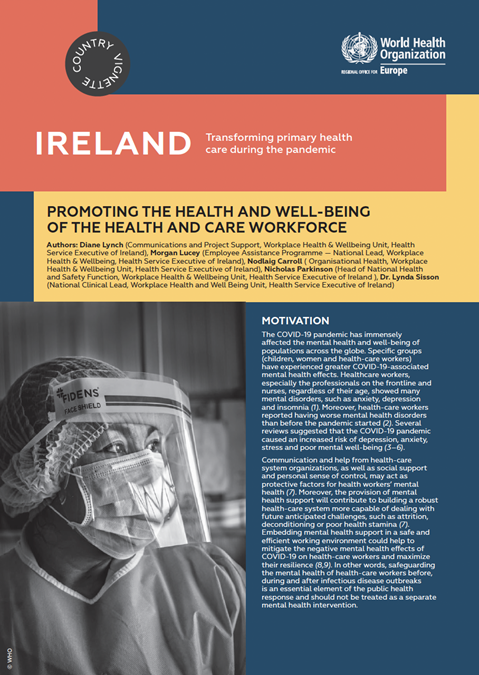 Ireland: Promoting the health and well-being of the health and care workforce