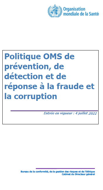 Politique OMS de prévention, de détection et de réponse à la fraude et la corruption