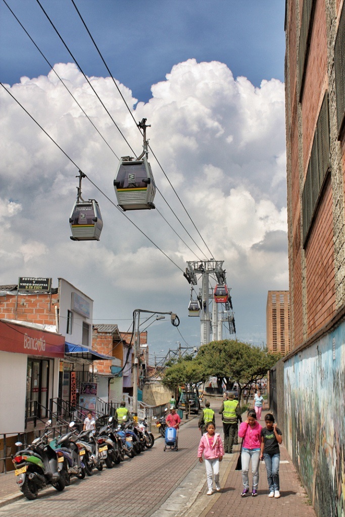 slum upgrading urban health medellin colombia Cable cars over Medellín, Colombia