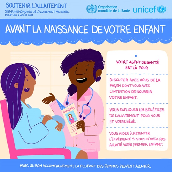 French WHO breastfeeding support 2014 - Before your baby is born infographics