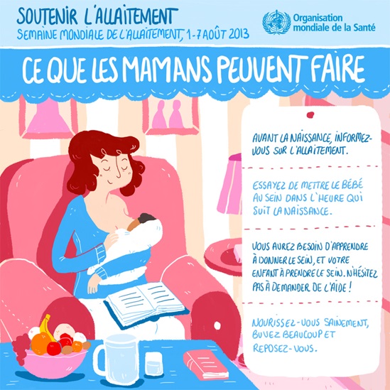 French WHO breastfeeding support 2013 - What mums can do infographic