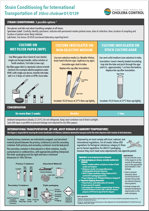 Strain Conditioning for International Transportation of Vibrio cholerae 01/0139